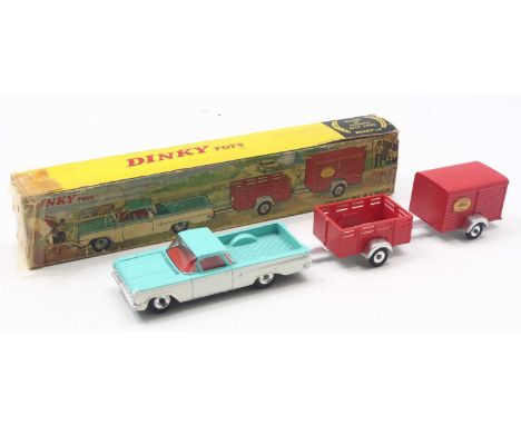 Dinky Toys, 448 Chevrolet El Camino pick-up with trailers, comprising of El Camino pick-up with turquoise upper body and off-