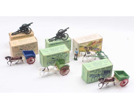 Britains Home Farm Series group of 4 farming sets to include; No.45F Milk Float and Horse, No. 9F Horse Roller, No.40F Farm C