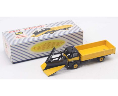 Dinky toys No. 958 Snowplough, comprising a black and yellow body with yellow Supertoys hubs and blue light, silver blade and