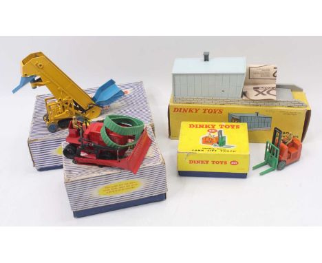 Dinky Toys group of 4 to include; No.964 Elevator Loader, No.961 Blaw Knox Dozer, No.401 Fork Lift Truck and a French No.502 