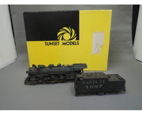 A Sunset model, HO Scale, Santa Fe 2-8-2 locomotive and tender numbered 4097, boxed 3258