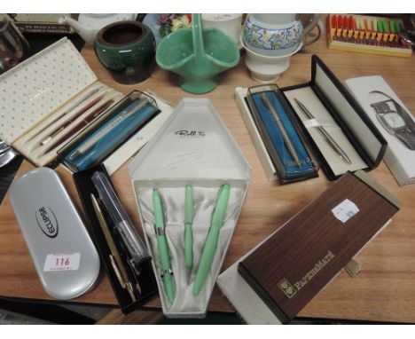 A pen set comprising fountain pen, ball point and roller ball etc