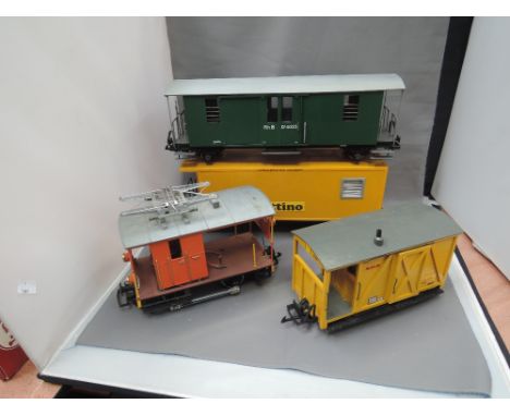 Four G scale scratch built locomotive and wagons