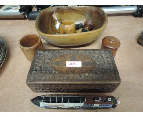 A selection of treen and model canal barge