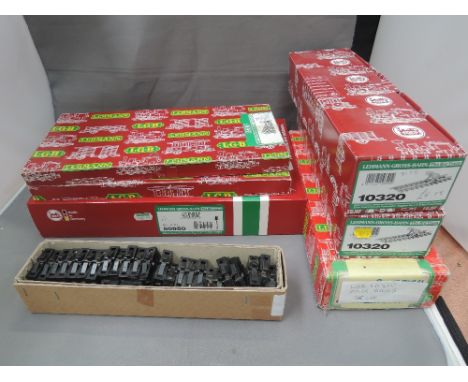 A selection of LGB G scale accessories including paints, rails, signals etc, with boxes