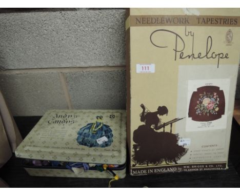 A selection of haberdashery including tapestry