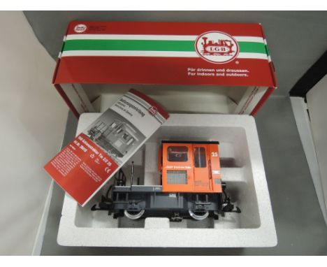 An LGB scale Rhatische Bahn diesel locomotive, in original box 20410