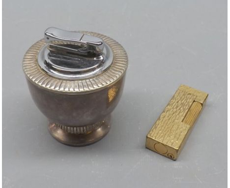 Mixed Lot: vintage silver plated table lighter and a vintage Dunhill pocket lighter (2) 