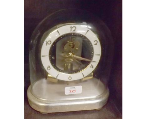 20th century German made mantel clock under glass dome