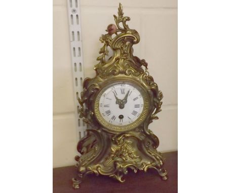 Early 20th century Continental brass cased mantel clock, unsigned 
