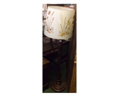 Vintage mahogany standard lamp, applied with presentation plaque, 62" high 