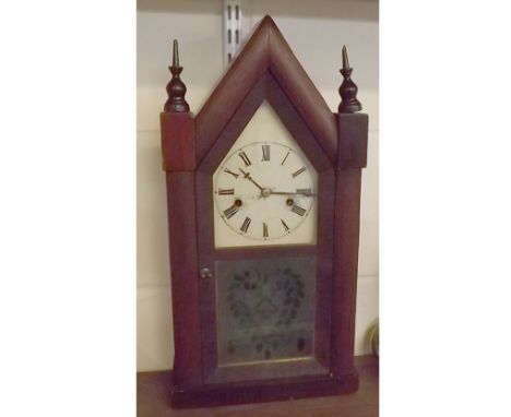 Jerome & Co mantel clock, in dark stained architectural case