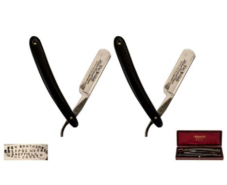 Fox Brothers Elidse Works Greenhill Sheffield Superb Quality Pair of Straight Razors - Trade Mark ' The British ' Hollow Grou