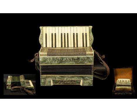 Paolo Antonio 'Lapiu grande Fabrica d'Armoniche' Piano Accordion made in Saxony, Germany Measures Approx.  15.7 in (40 cm ) x