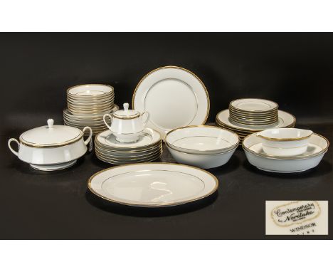 Noritake Contemporary Fine Bone China Dinner Service 'Windsor' Pattern 3782 comprising   8 Dinner, plates 8 medium, plates 8 