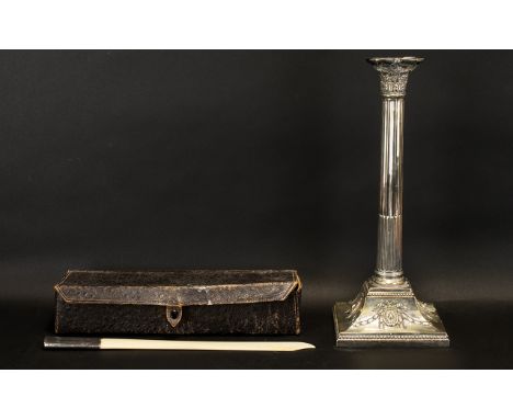 A Small Collection of Items to include a  Victorian Silver Plated Corinthian Column Candlestick of typical form with a square