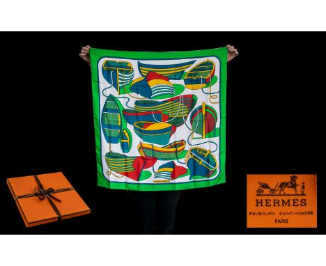 Hermes Silk Scarf: Thalassa by Pierre Peron Original Issue.  This is an original issue silk scarf - Thalassa- made by Hermes,