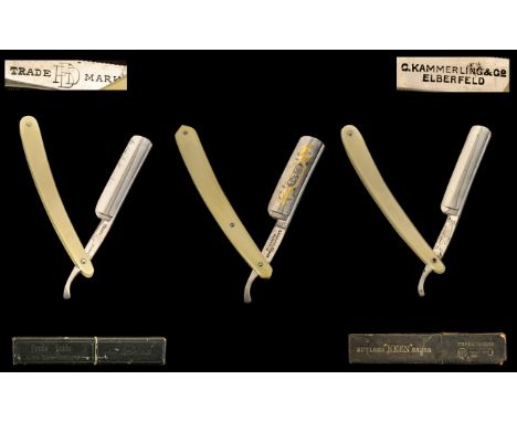 Antique Period - Trio of Fine Quality Hollow Ground Steel Sheffield Straight Razors with Bakelite Handles. Comprises 1/ Kayse