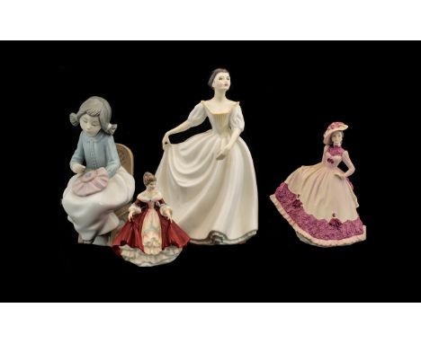 A Collection of Four Lady Figures - comprising Beau Monde Jill Coalport, height 14 cms, Royal Doulton Southern Belle designed