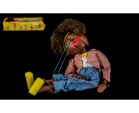 Pelham Puppet 'Minstrel'  Puppet is in Pelham box which has some damage reflecting the age. Please see photographs.