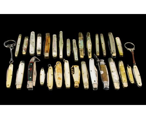 A Very Good Collection of Vintage Penknives - Sheffield Steel Blade ( 30 ) In Total. Various Makers / Sizes. All In Excellent
