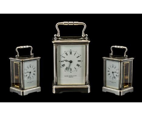 English 19th Century Silver Plated 8 Day Carriage Clock - Timepiece of Pleasing Quality and Looks Marked Manoah Rhodes and So