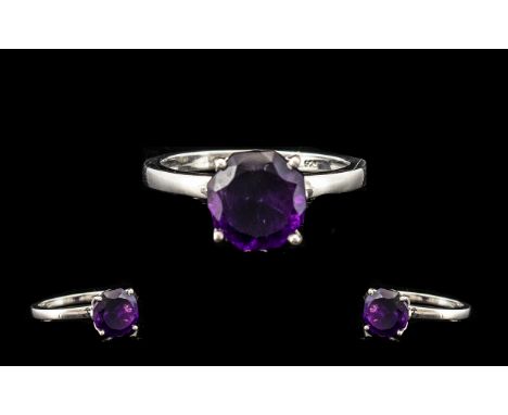 Amethyst Octillion Cut Solitaire Ring, a rich, deep purple amethyst of 2.75cts, in the rarely seen octillion cut, set in plat