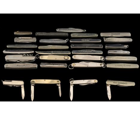 A Good Collection of Assorted Single and Double Bladed Pocket Penknives ( 25 ) In Total. Good Lot. Makers Include Stephenson 