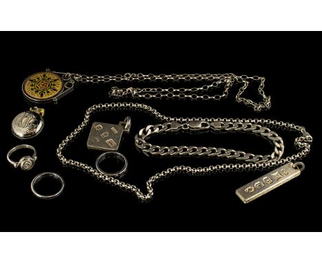 A Collection of Hallmarked Silver Jewellery - Many Items ( 10 ) In Total. Comprises 1/ Elizabeth II Silver and Enamel Two Shi