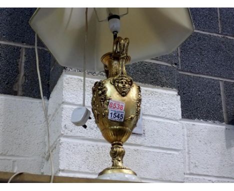 Ceramic, gilt lamp in Roman style. Not available for in-house P&amp;P