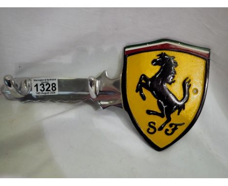 Cast aluminium Ferrari key hook, W: 30 cm. UK P&amp;P Group 1 (£16+VAT for the first lot and £2+VAT for subsequent lots)