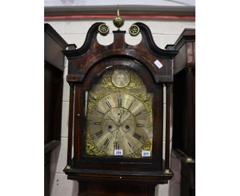 Heron of Newcastle: an early 19th century longcase clock, brass dial with silvered chapter ring, 8-day movement, the case of 