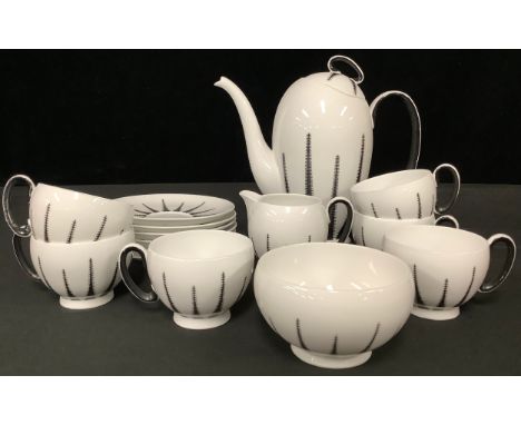 A Royal Stafford Merlin Ware Starlite pattern coffee service for six, comprising coffee pot, cream jug, sugar bowl, coffee cu