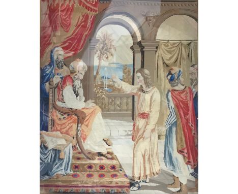 Tapestry - 19th centuryJesus meets with Nicodemus Unsigned, tapestry, 91cm x 74cm 
