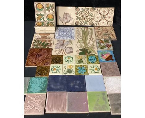 Architectural Salvage - a collection of late Victorian and later tiles, various patterns (quantity) 