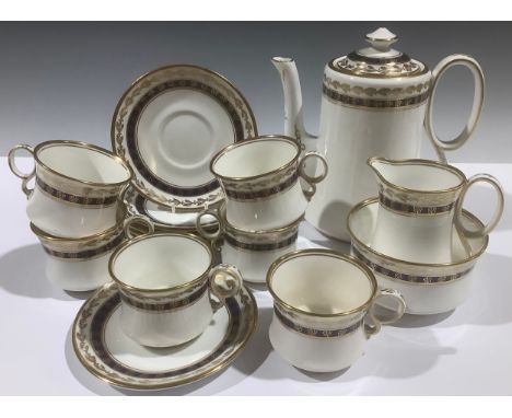 Ceramics - Royal Albert Crown China coffee set for six, comprising coffee cups, saucers, a sugar bowl, etc 