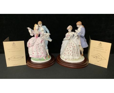 A Royal Worcester figure group, The Age of Courtship, The Tryst, for Compton &amp; Woodhouse, sculpted by Maureen Halson, lim