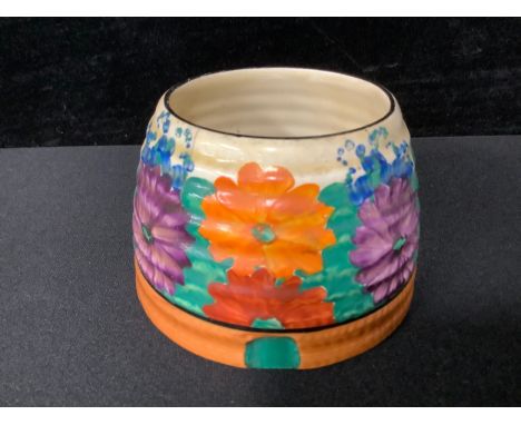 A Clarice Cliff Gayday Bizarre, honey pot, lacking cover 