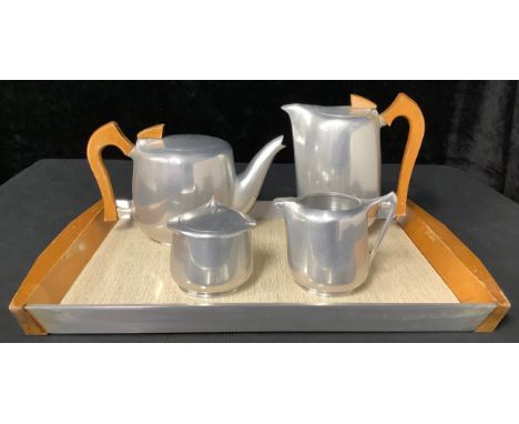 Mid-20th Century Design - a Picquot ware tea/coffee service on tray 