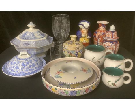 Collection of ceramics, including Royal Crown Derby, Japanese Imari ware, Poole, Denby, Edwardian cut glass, etc (quantity) 