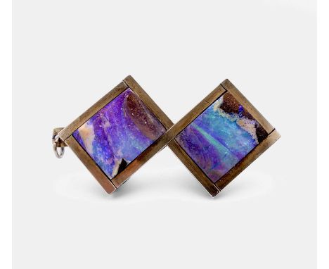A double opal pendant mounted in gold ( tests as 9ct) 41.8gm 73mm