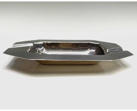 A silver Armada dish, a silver cigarette case and a pair of Victorian silver sugar tongs 10.6oz