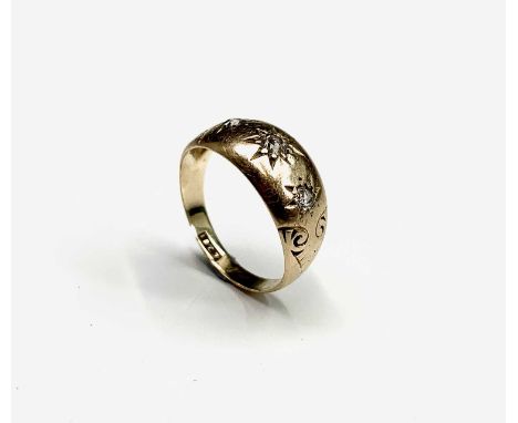 A Victorian 18ct gold ring gipsy, 2.7gm set with three diamonds.Approx size: V.Small, K