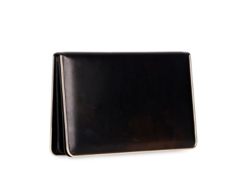 CHRISTIAN DIOR VINTAGE CLUTCH BAGCondition grade C.24.5cm long, 15cm high. Black smooth leather with light gold toned hardwar