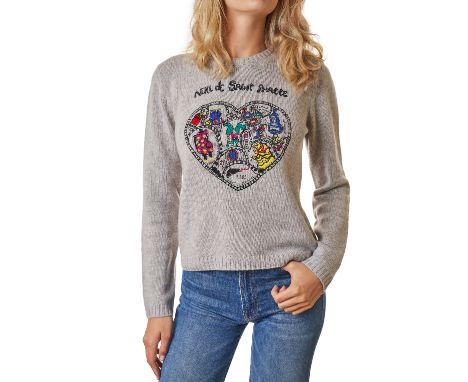 CHRISTIAN DIOR NIKI DE SAINT PHALLE CASHMERE HEART JUMPERCondition grade A.Size French 38. 90cm chest, 52cm length. Grey tone