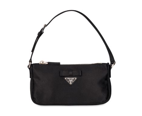 PRADA VINTAGE NYLON MINI BAGCondition grade A.17cm long, 10cm high. 12cm top handle drop. Black nylon with silver hardware an