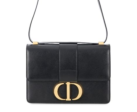 CHRISTIAN DIOR 30 MONTAIGNE BLACK BAGCondition grade B+.24cm long, 17cm high. 25cm doubled strap drop. Black smooth leather w