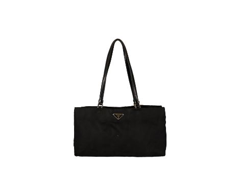 PRADA VINTAGE NYLON SHOULDER BAGCondition grade C+.35cm long, 19cm high. 24cm shoulder strap drop. Black nylon with black lea