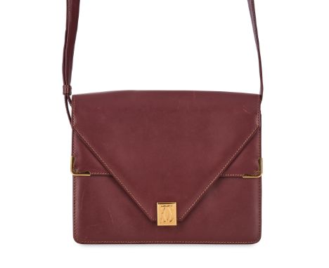MUST DE CARTIER VINTAGE SATCHEL BAGCondition grade C.24cm long, 20cm high. Adjustable shoulder strap. Maroon toned smooth lea