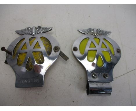 Pair of vintage AA car badges. 